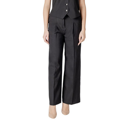 ICHI Black Polyester Pant ICHI