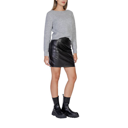 ICHI Black Polyethylene Mini Skirt ICHI