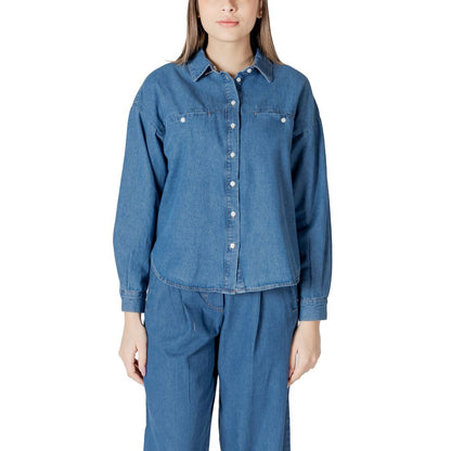 ICHI Blue Cotton Blouse ICHI