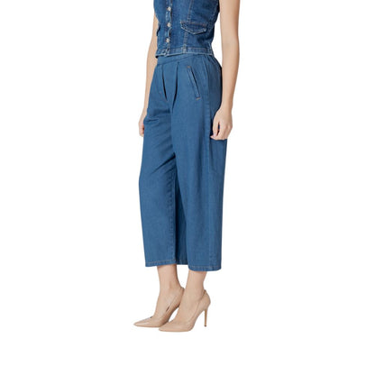 ICHI Blue Cotton Cropped Jeans ICHI