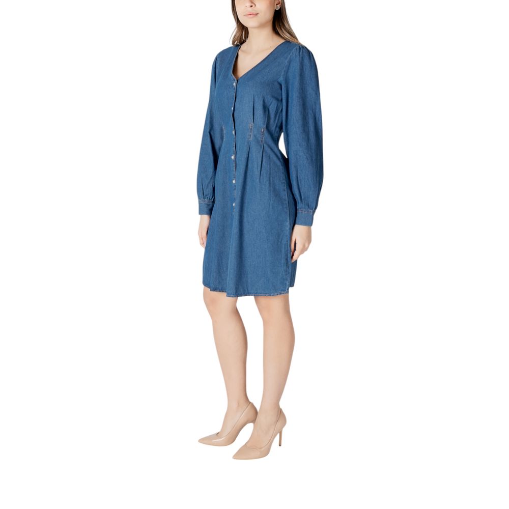 ICHI Blue Cotton Short Dress ICHI