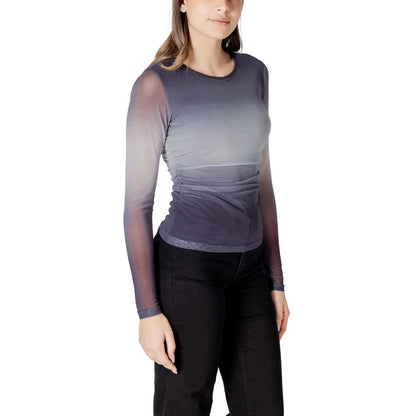 ICHI Gray Polyester Long Sleeve T-Shirt ICHI