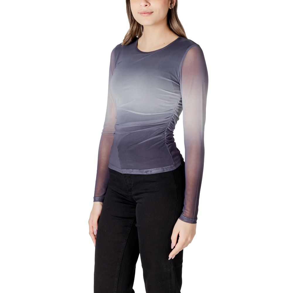 ICHI Gray Polyester Long Sleeve T-Shirt ICHI