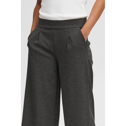 ICHI Gray Recycled Polyester Flared Pants ICHI