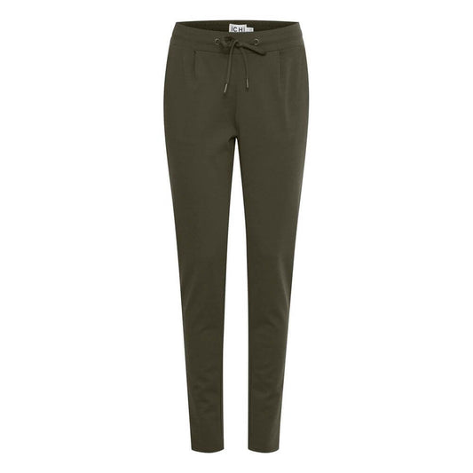 ICHI Green Polyester Casual Pants ICHI