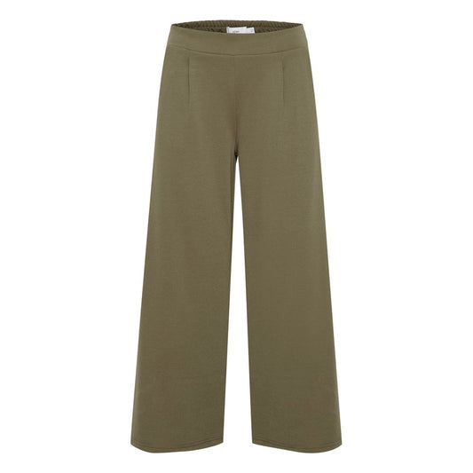 ICHI Green Recycled Polyester Flared Pants ICHI
