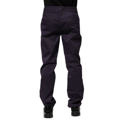 Incotex Dark Purple Mid Waist Casual Straight Pants Incotex