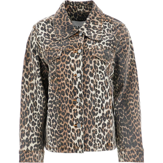 Ganni "leopard print denim jacket" Jackets Ganni