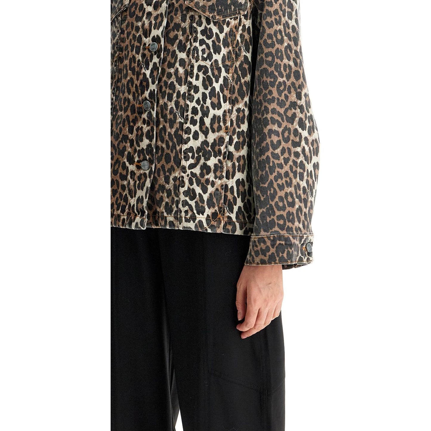 Ganni "leopard print denim jacket" Jackets Ganni