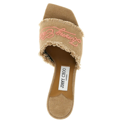 Jimmy Choo Beige Textile Platform Sandals