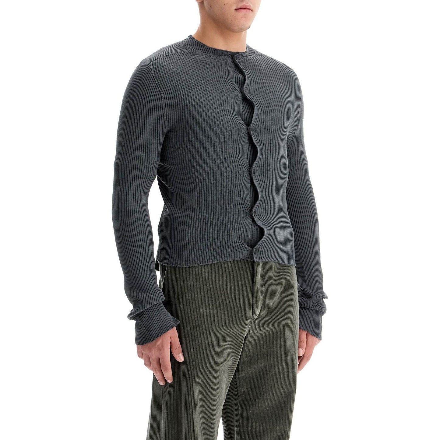 RIER fitted ribbed silk men cardigan Knitwear RIER