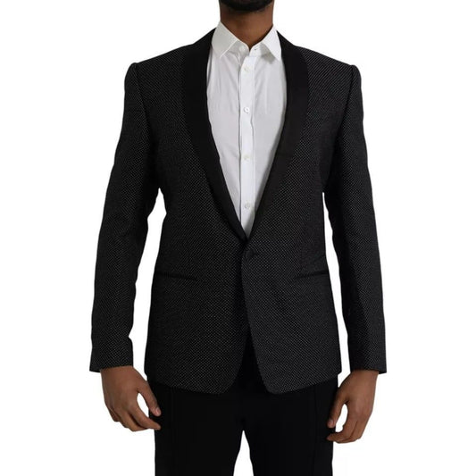 Black Jacquard MARTINI Single Breasted Coat Blazer Dolce & Gabbana