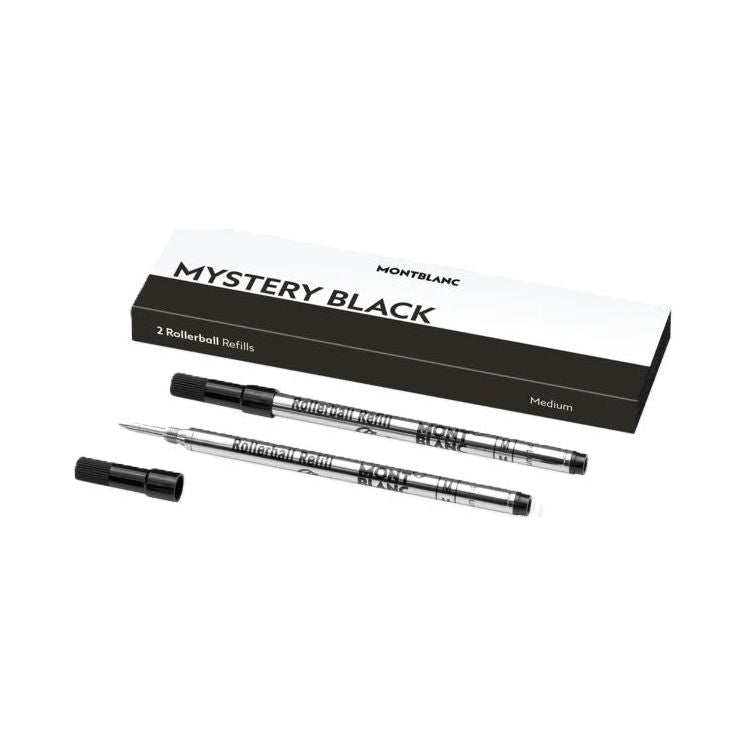 MONTBLANC Mod.  MISTERY BLACK - REFILLS  ROLLER BALL PEN - MEDIUM -2 PCS