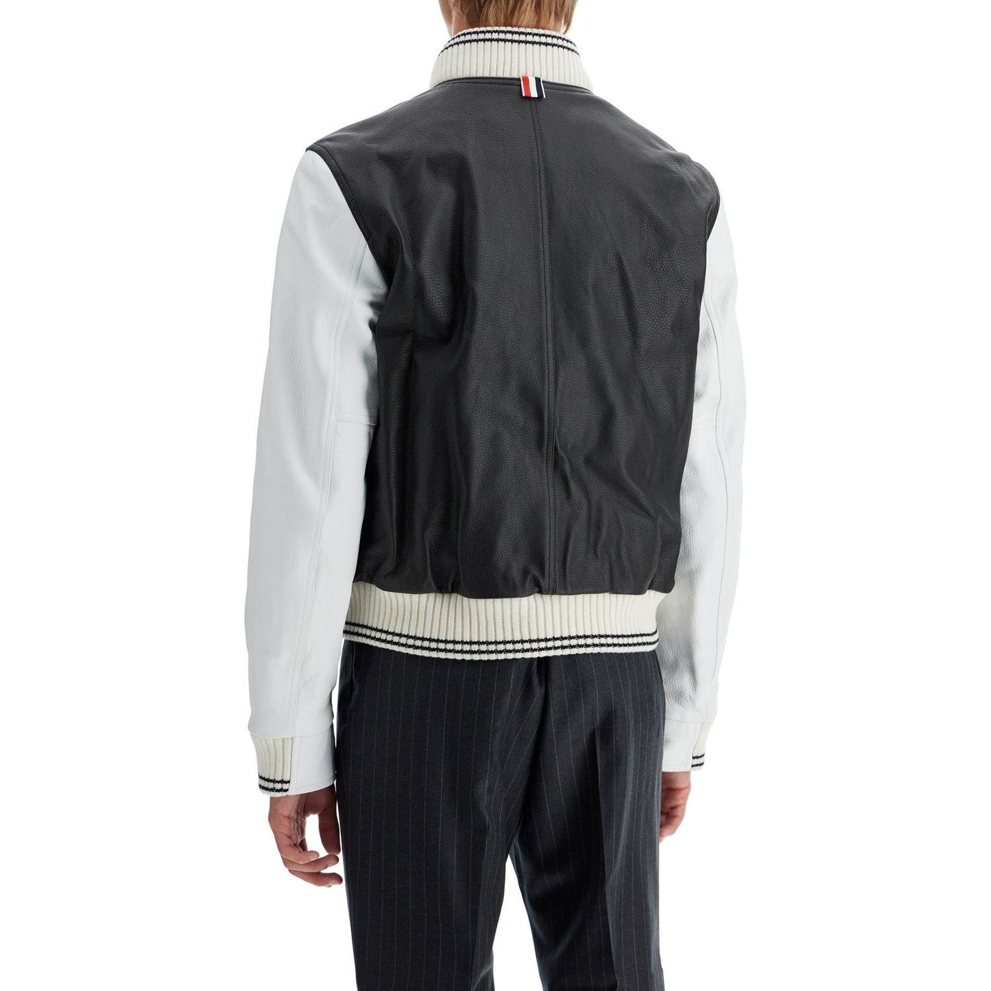 Thom Browne leather varsity bomber jacket Jackets Thom Browne