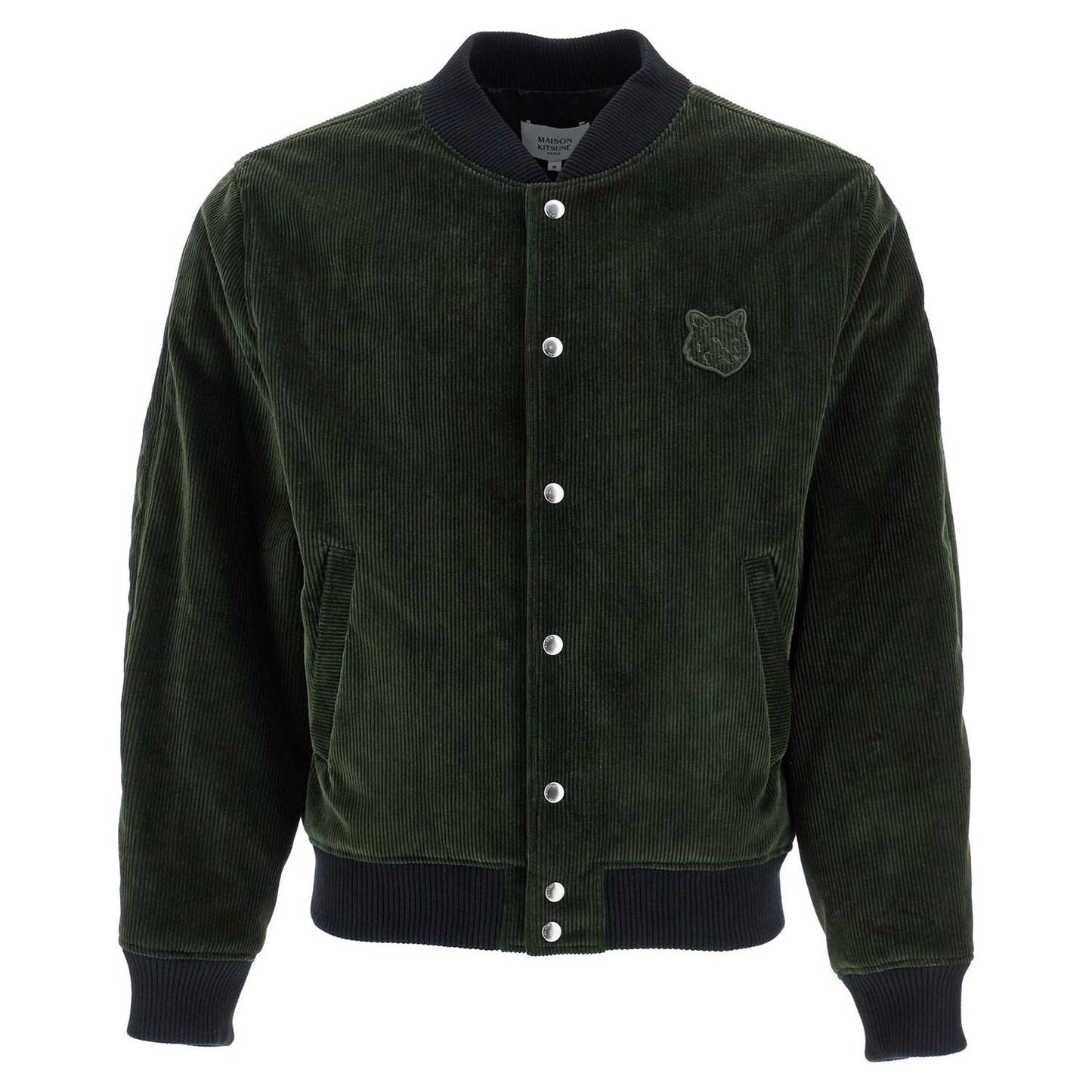 Maison Kitsune ranger green polyester bomber with embroidered logo Jackets Maison Kitsune