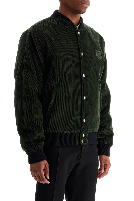 Maison Kitsune ranger green polyester bomber with embroidered logo