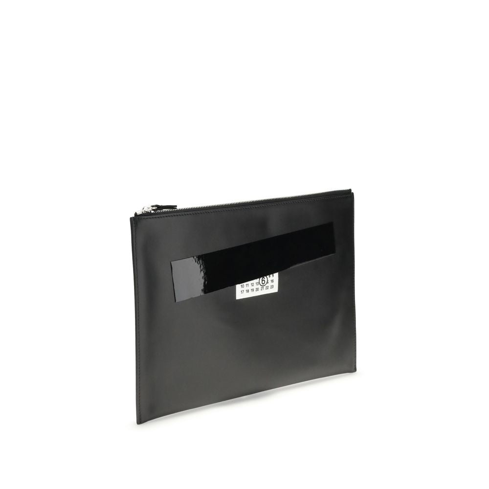 MM6 Black Calf Leather Bos Taurus Clutch Bag MM6
