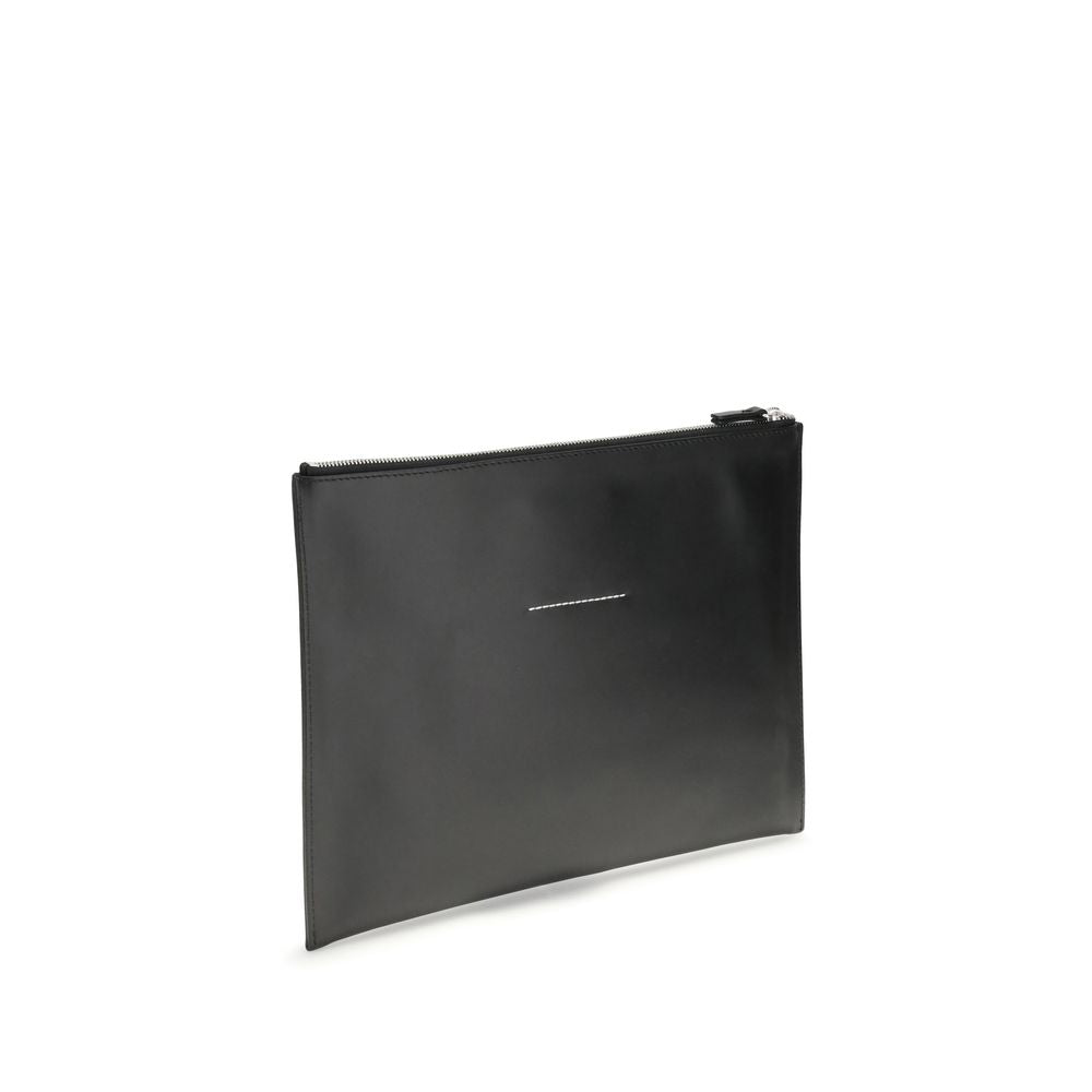 MM6 Black Calf Leather Bos Taurus Clutch Bag MM6