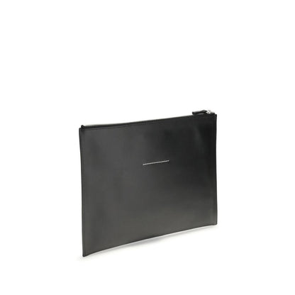MM6 Black Calf Leather Bos Taurus Clutch Bag MM6