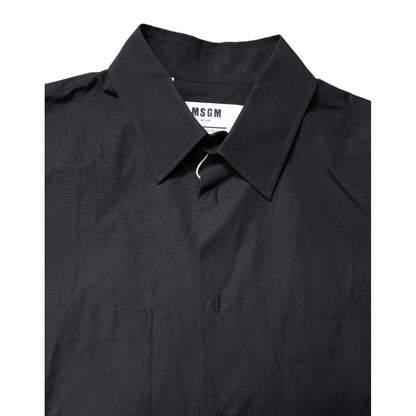 MSGM Black Printed Short Sleeves Collared Men Casual Shirt MSGM