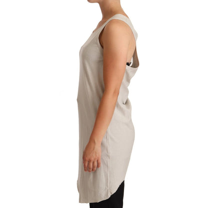 Max Mara Light Gray 100% Cotton Sleeveless Razor Back Tank Top