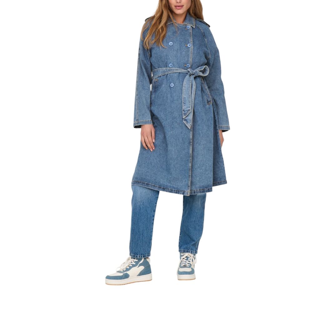 Only Blue Cotton Trench Coat Only