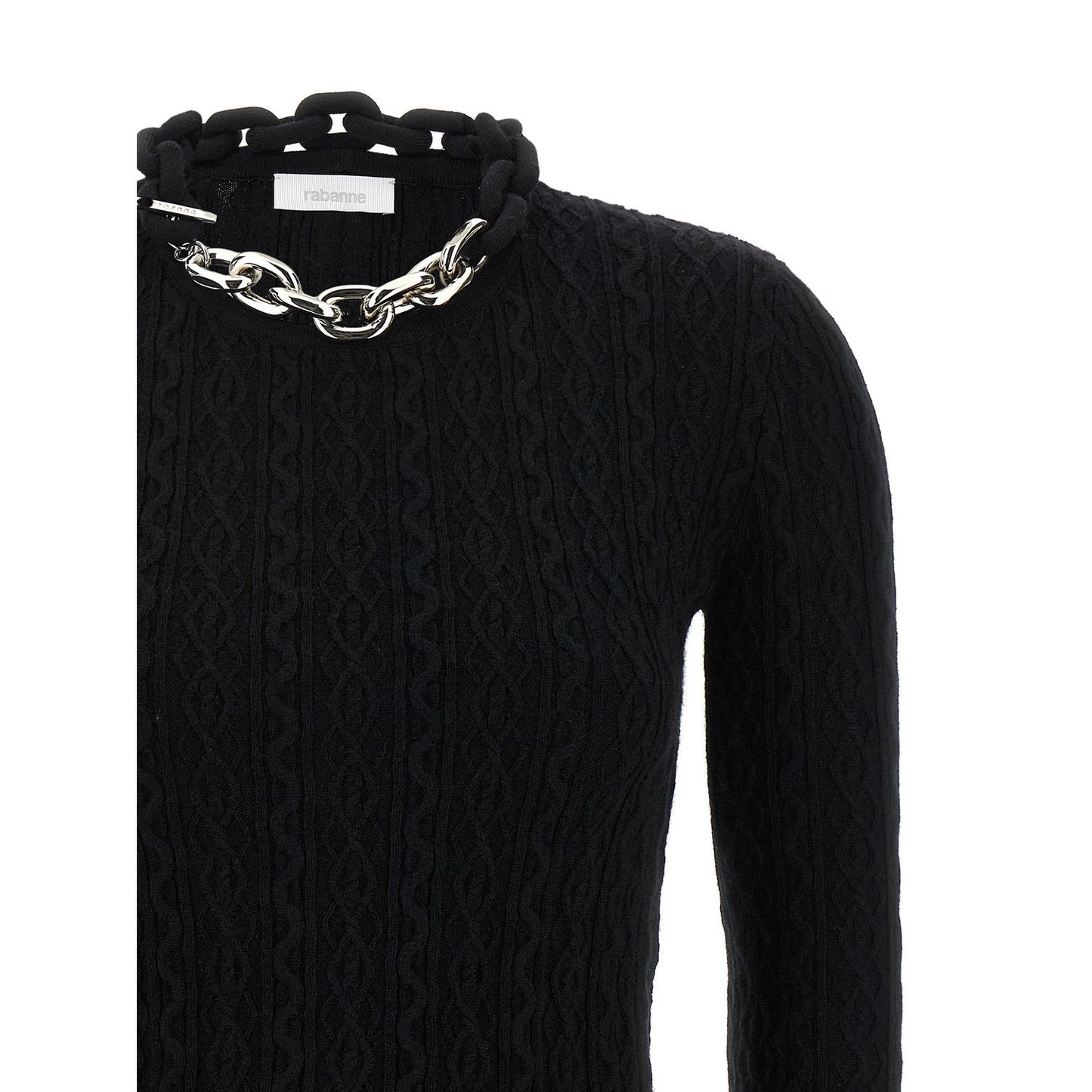Paco Rabanne Black Wool Cardigan