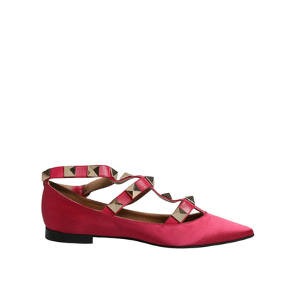 Prosperine Red Gold Studded Pointed Toe Ballet Flats Shoes Prosperine