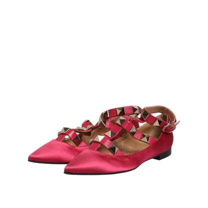 Prosperine Red Gold Studded Pointed Toe Ballet Flats Shoes Prosperine