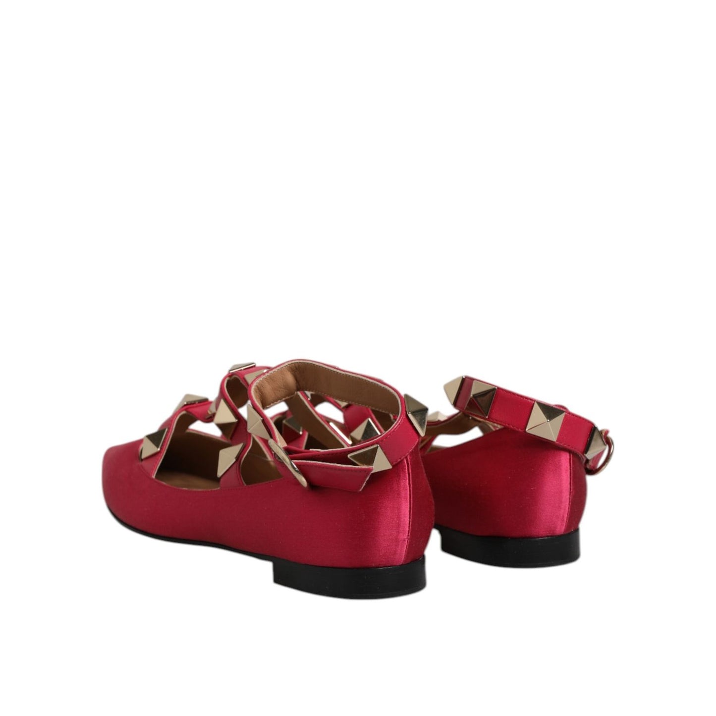 Prosperine Red Gold Studded Pointed Toe Ballet Flats Shoes Prosperine