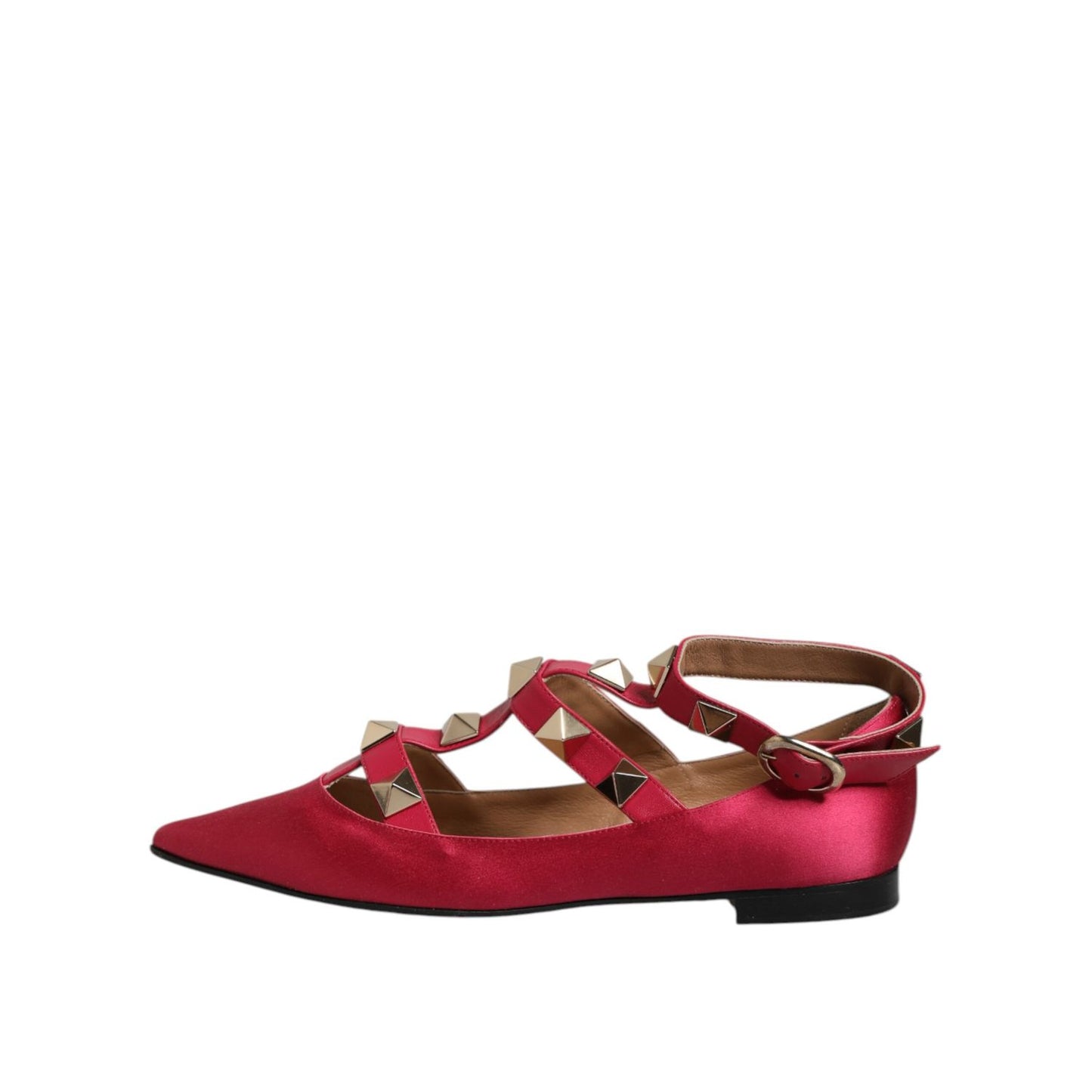 Prosperine Red Gold Studded Pointed Toe Ballet Flats Shoes Prosperine