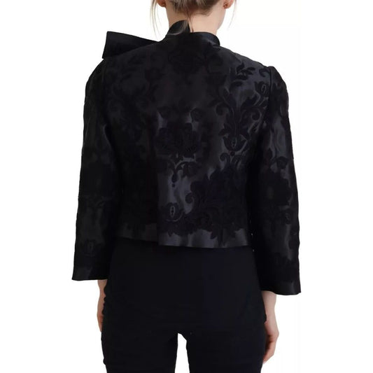 Black Lace Sheer Corset Organza Silk Jacket Dolce & Gabbana