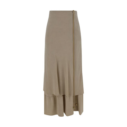 Quira Beige Silk Long Skirt Quira