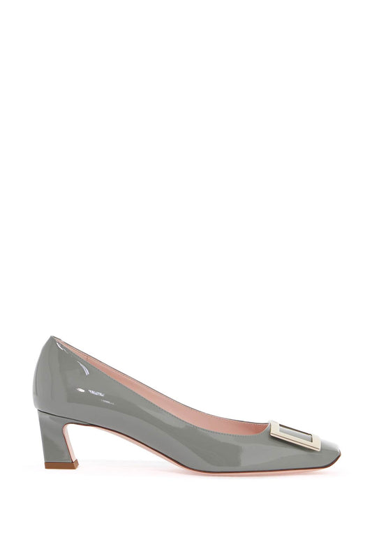 Roger Vivier glossy grey calfskin pumps with square wide heel Pumps Roger Vivier