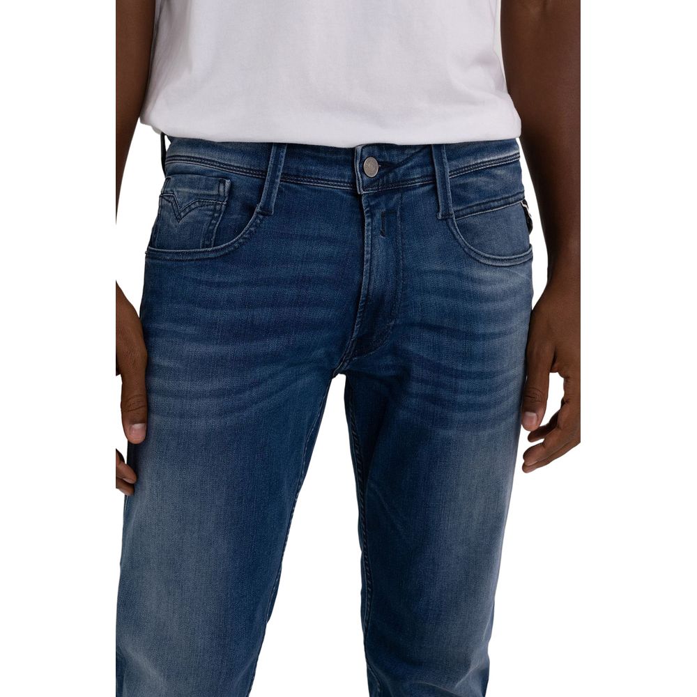 Replay Blue Cotton Straight-Leg Jeans Replay