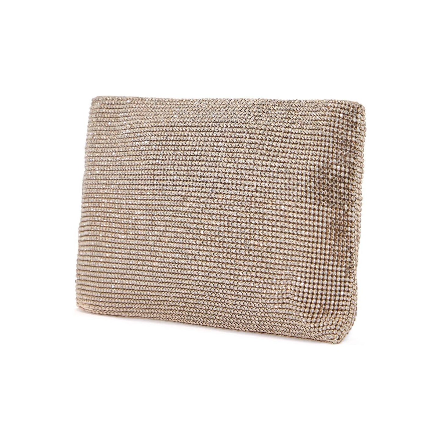 Benedetta Bruzziches compact rectangular bag in light gold rhinestones with elegant and sophisticated chain Clutches Benedetta Bruzziches