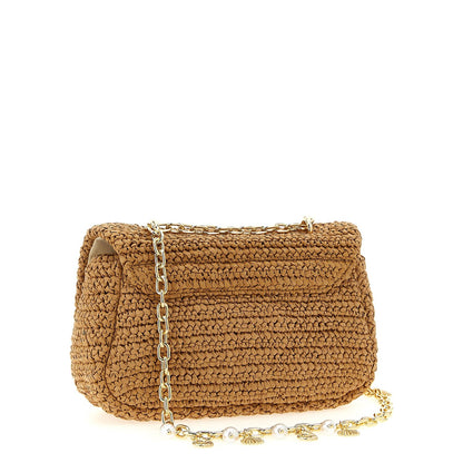 Self-Portrait Beige Raffia Shoulder Bag