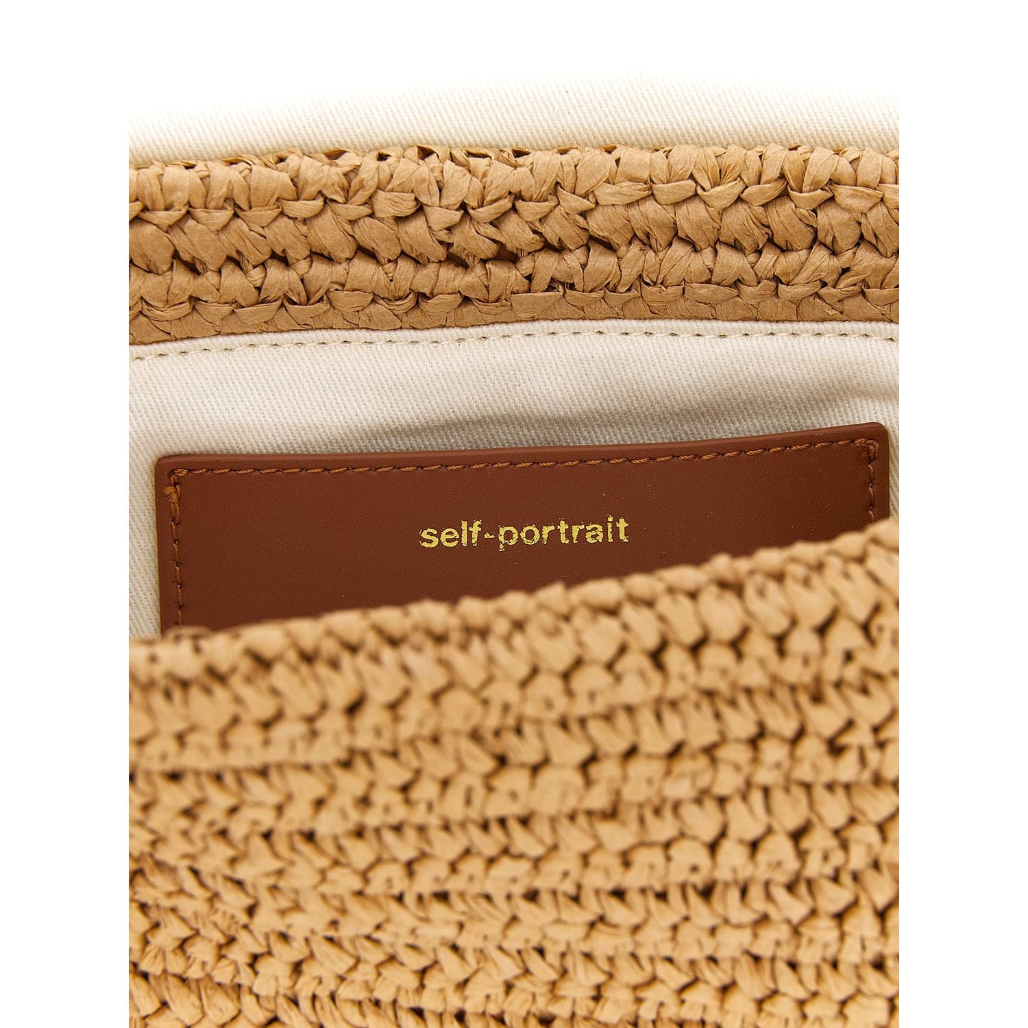 Self-Portrait Beige Raffia Shoulder Bag