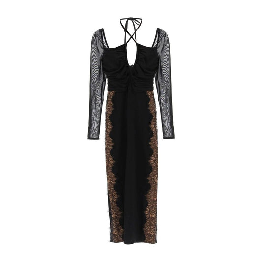 Self-Portrait Black Polyester Cocktail Dress 1728,40,75611013280,Black,Clothing,Cocktail - Dresses - Clothing,Dresses - Clothing,Longsleeve - Dresses - Clothing,Midi - Dresses - Clothing,New with tags,Self-Portrait,Women