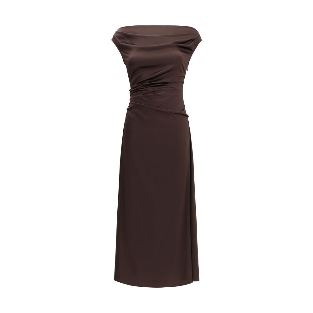 Staud Brown Silk Cocktail Dress Staud