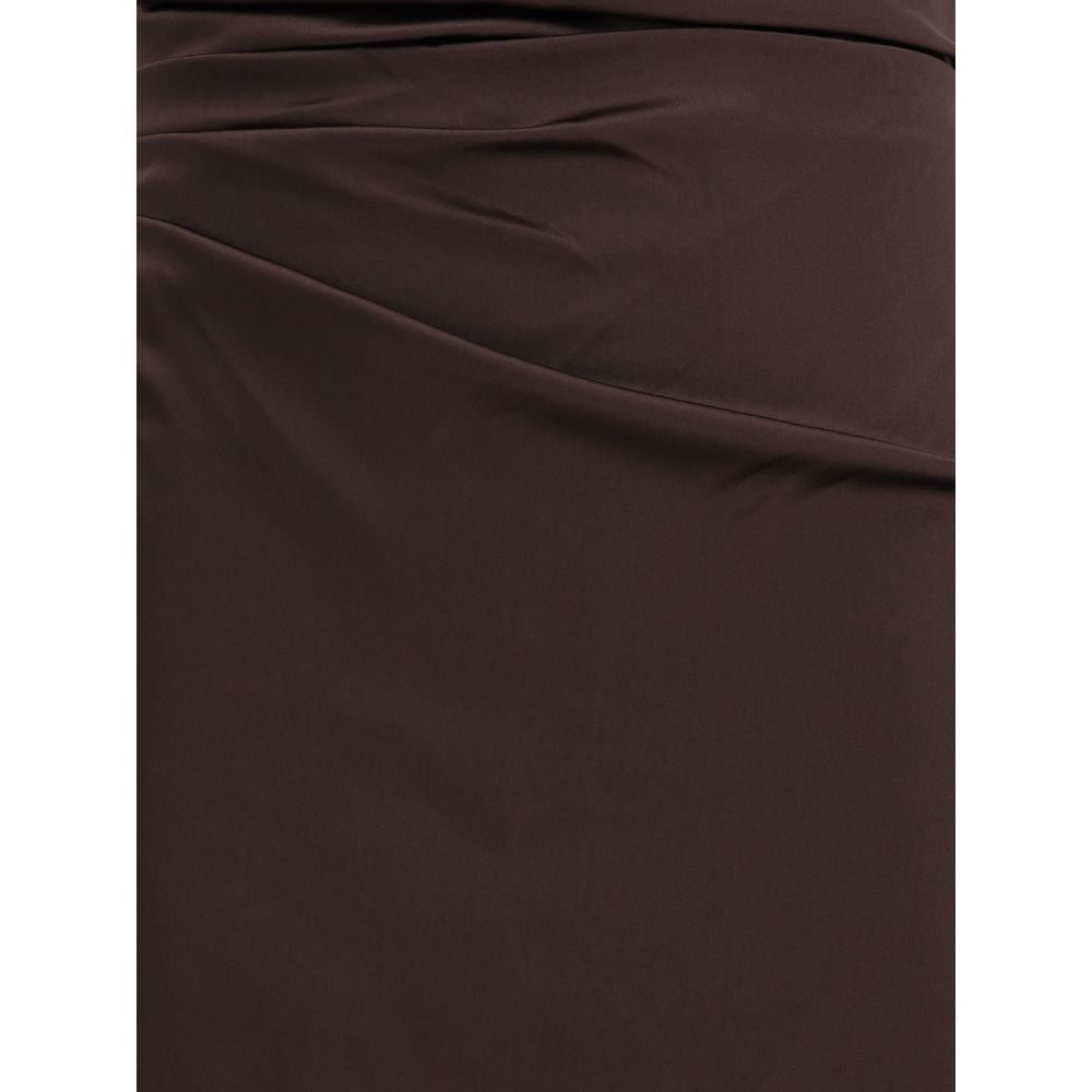 Staud Brown Silk Cocktail Dress Staud