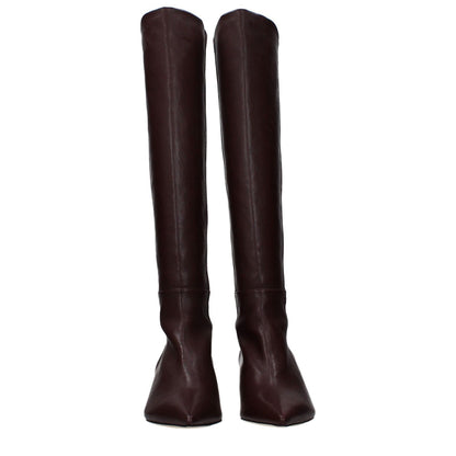 Stuart Weitzman Red Leather High Heel Boots
