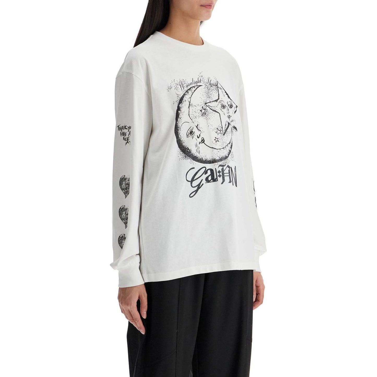 Ganni long-sleeved t-shirt with graphic print Topwear Ganni