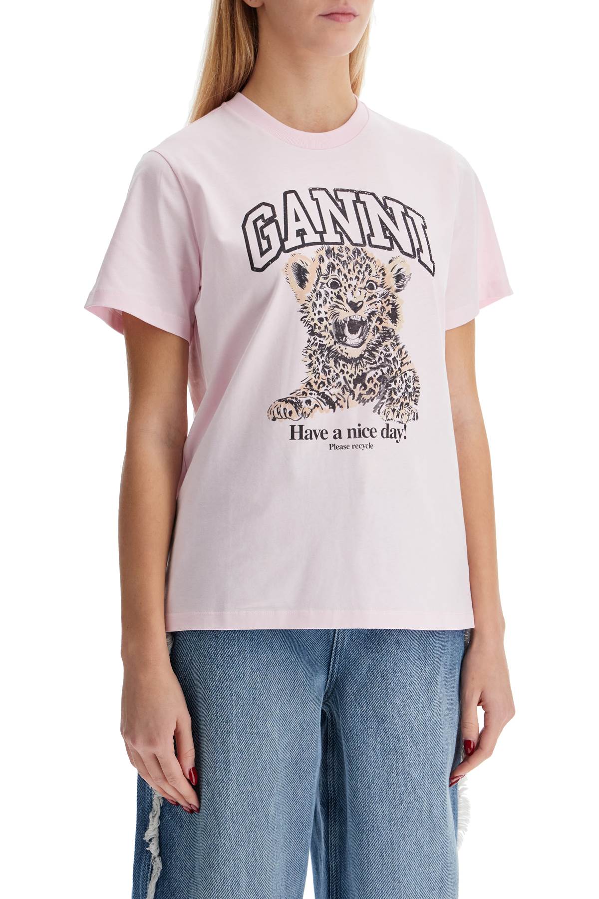 Ganni Ganni leopard print t-shirt with