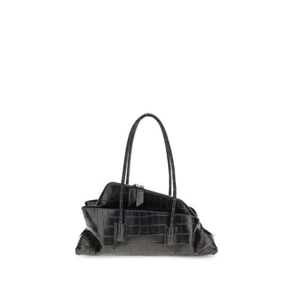 The Attico Black Calf Leather Bos Taurus Shoulder Bag The Attico