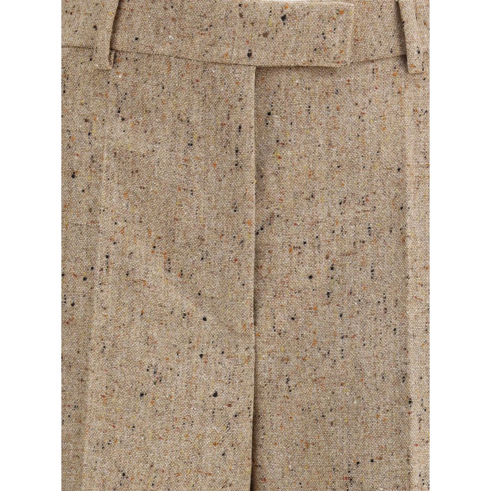 Valentino Beige Fleece Wool Casual Pants Valentino