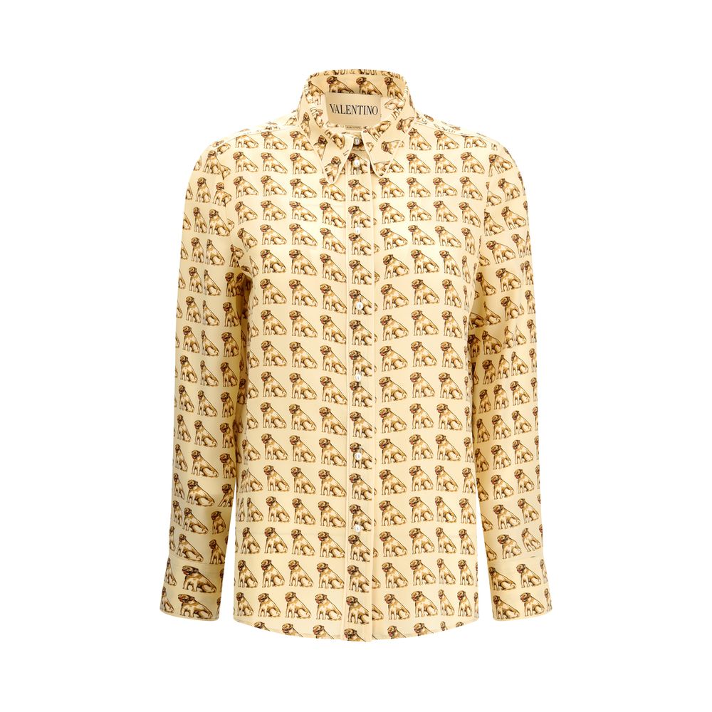 Valentino Beige Silk Pattern Shirt Valentino