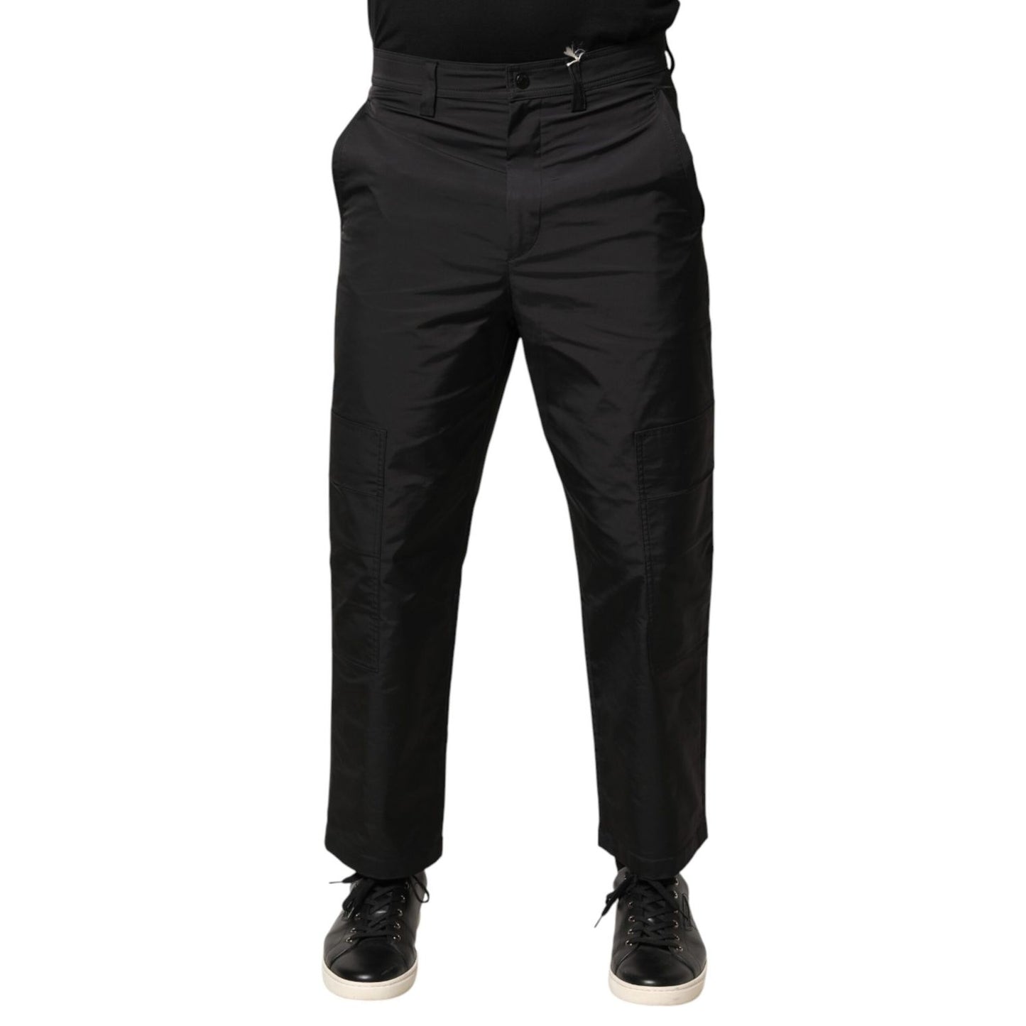 Valentino Black Mid Waist Men Tapered Dress Trouser Pants Valentino