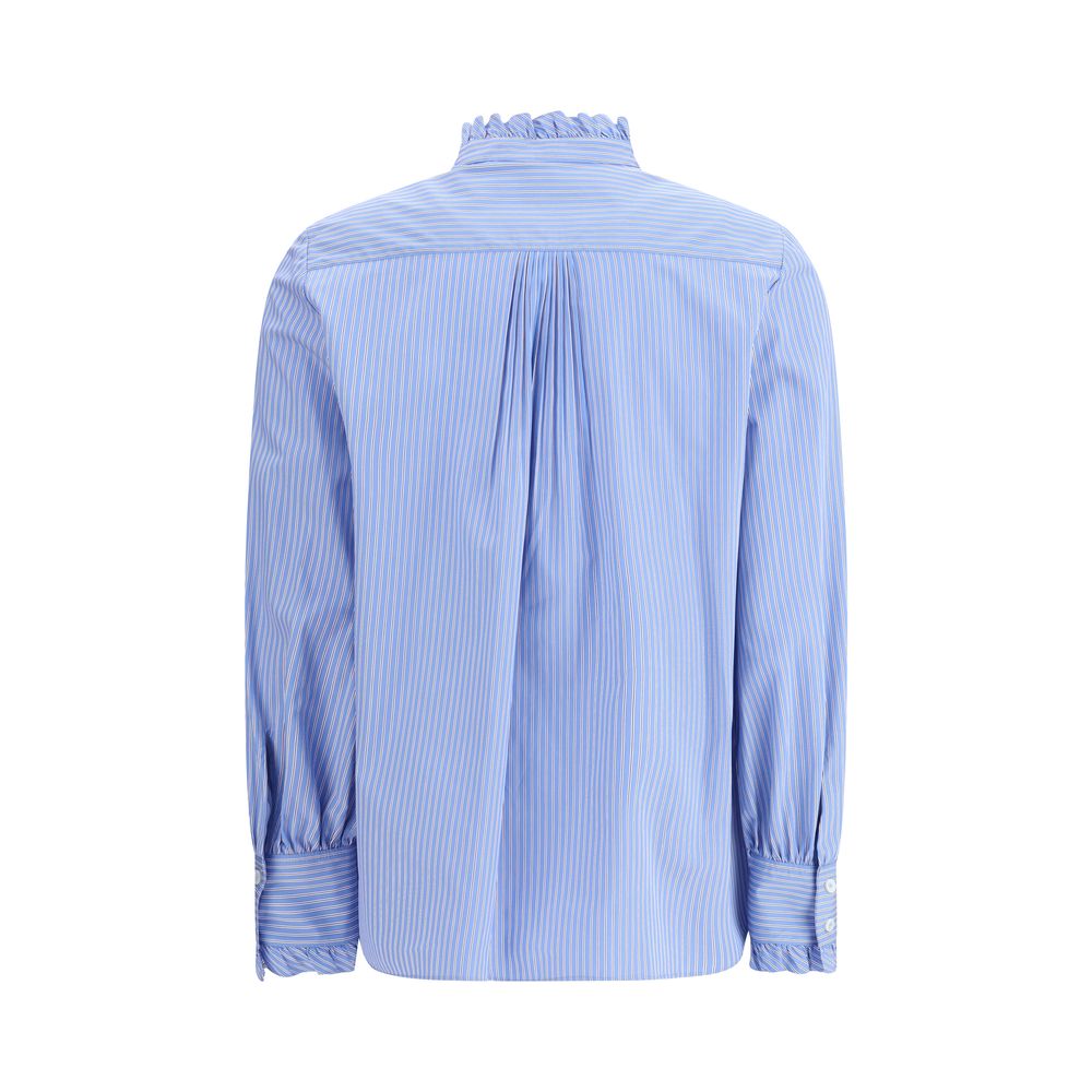 Valentino Blue Cotton Pattern Shirt Valentino