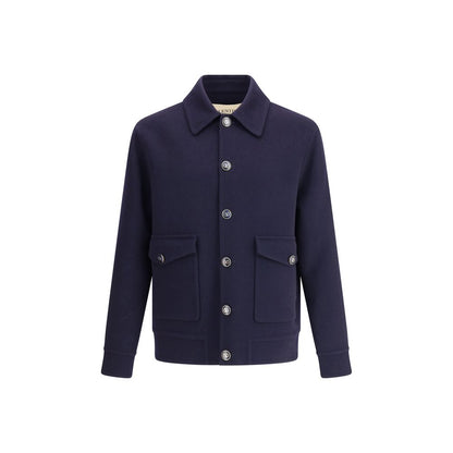Valentino Blue Fleece Wool Coat Valentino